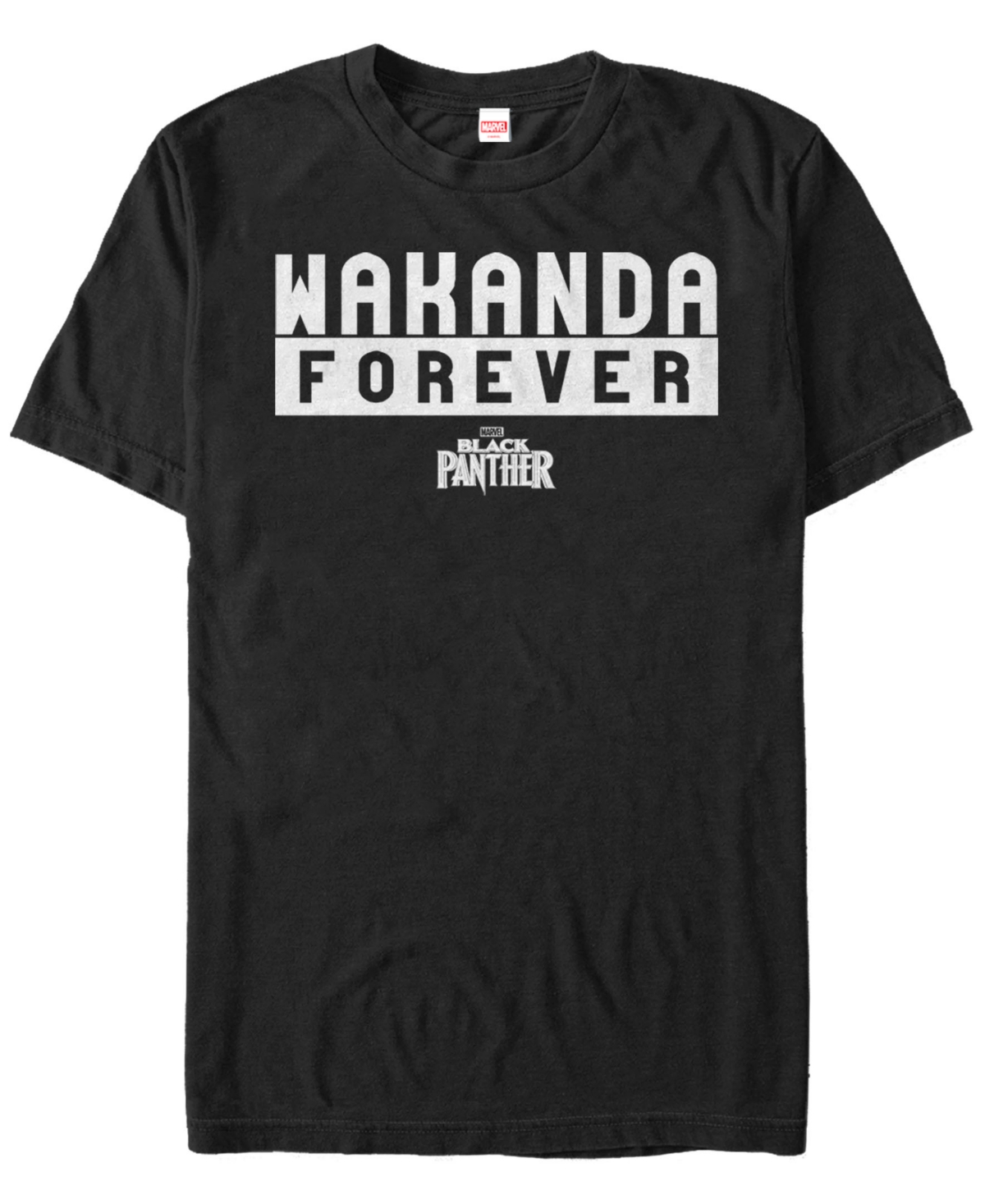 Marvel Men'sPanther Bold Wakanda Forever Short Sleeve T-Shirt - Black