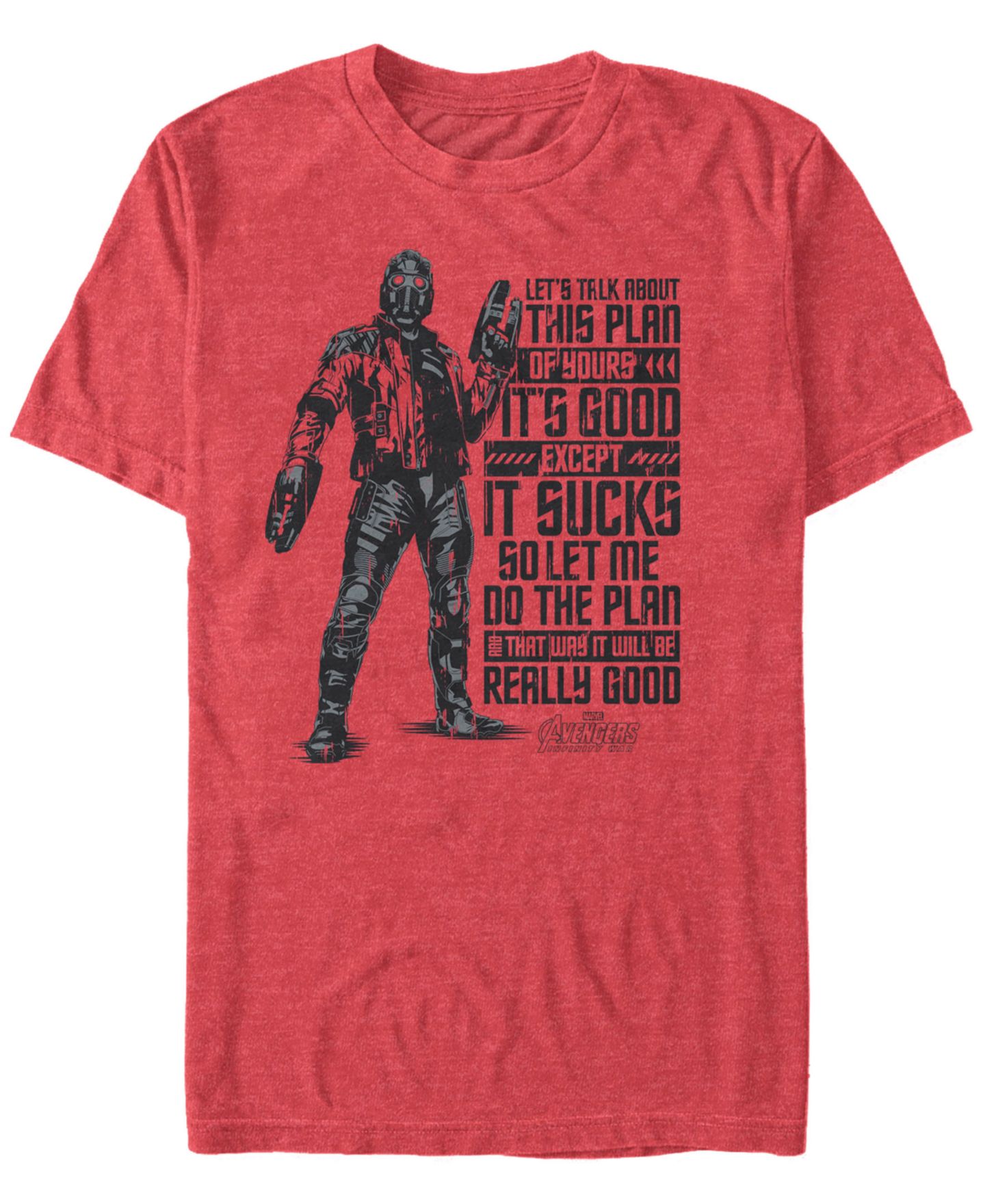 Мужская футболка Fifth Sun Marvel Avengers Infinity War Star Lord Your Plan Sucks Short Sleeve, цвет: Красный — фото 1