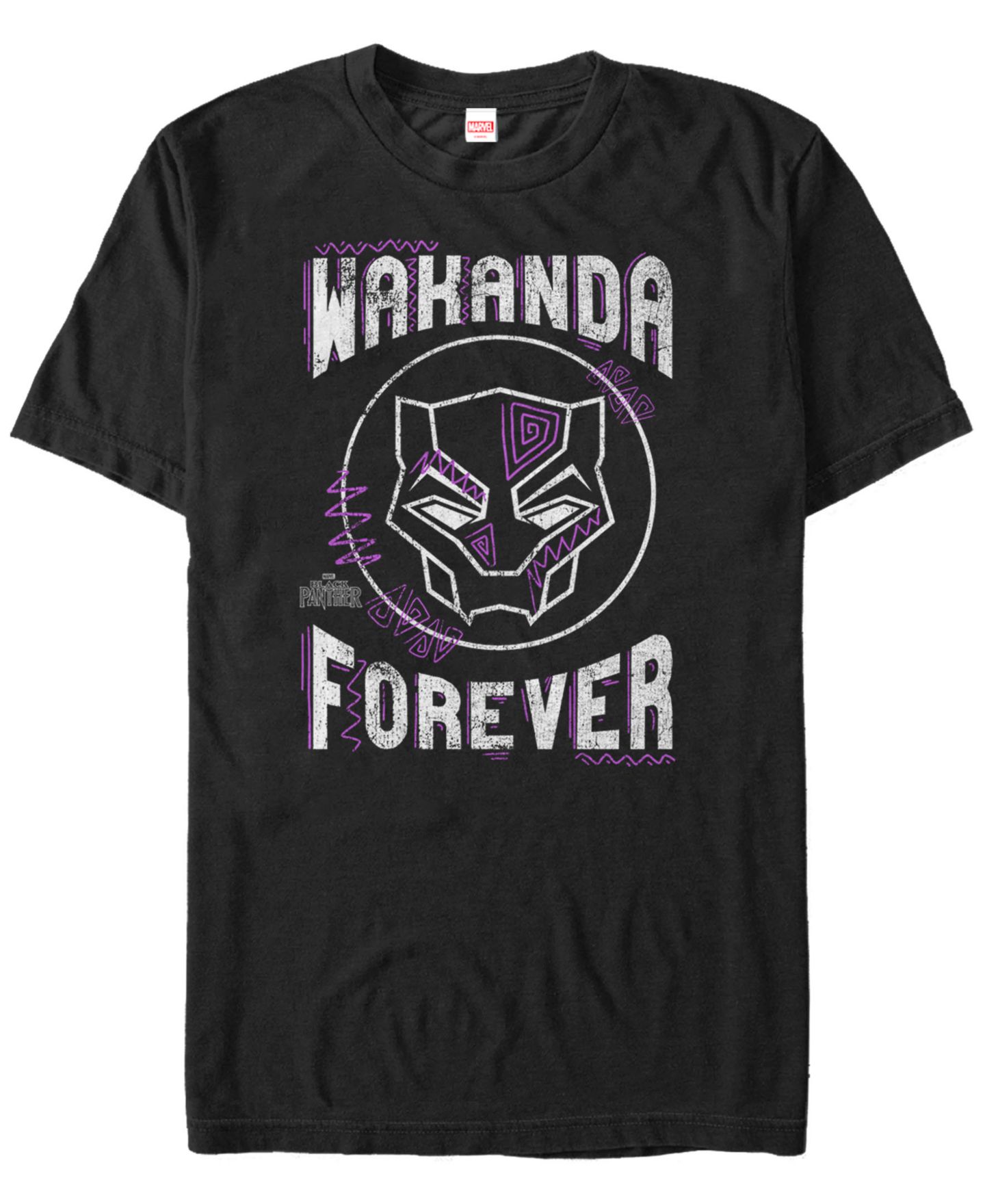 Мужская футболка Fifth Sun Marvel Black Panther Wakanda Forever Geometric Panther Short Sleeve, цвет: Чёрный — фото 1