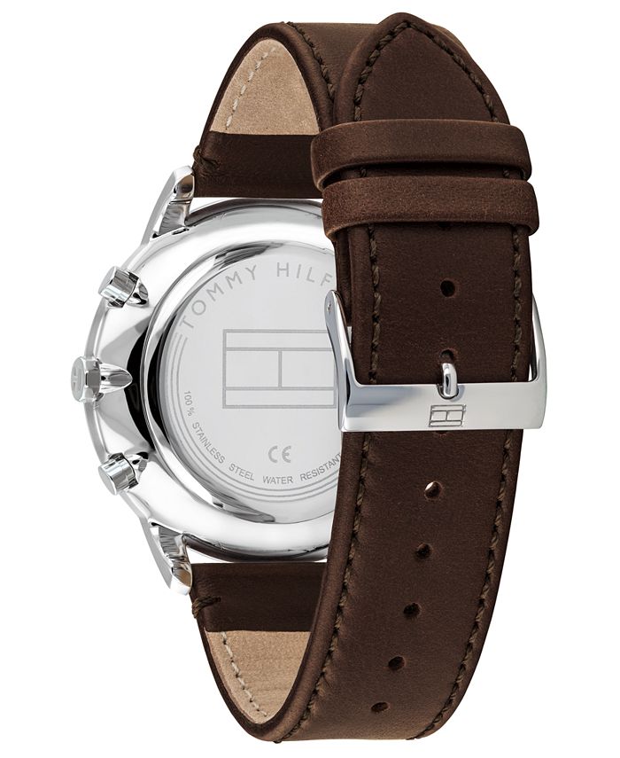 Tommy Hilfiger Men's Brown Leather Strap Watch 44mm Macy's