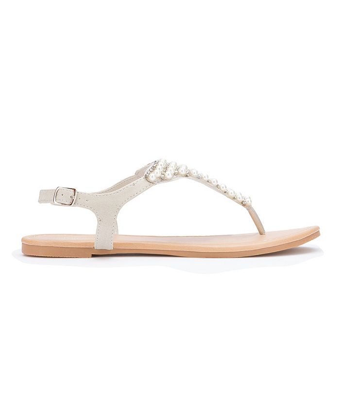 Olivia Miller Hialeah Multi Pearl Rhinestone Sandals - Macy's