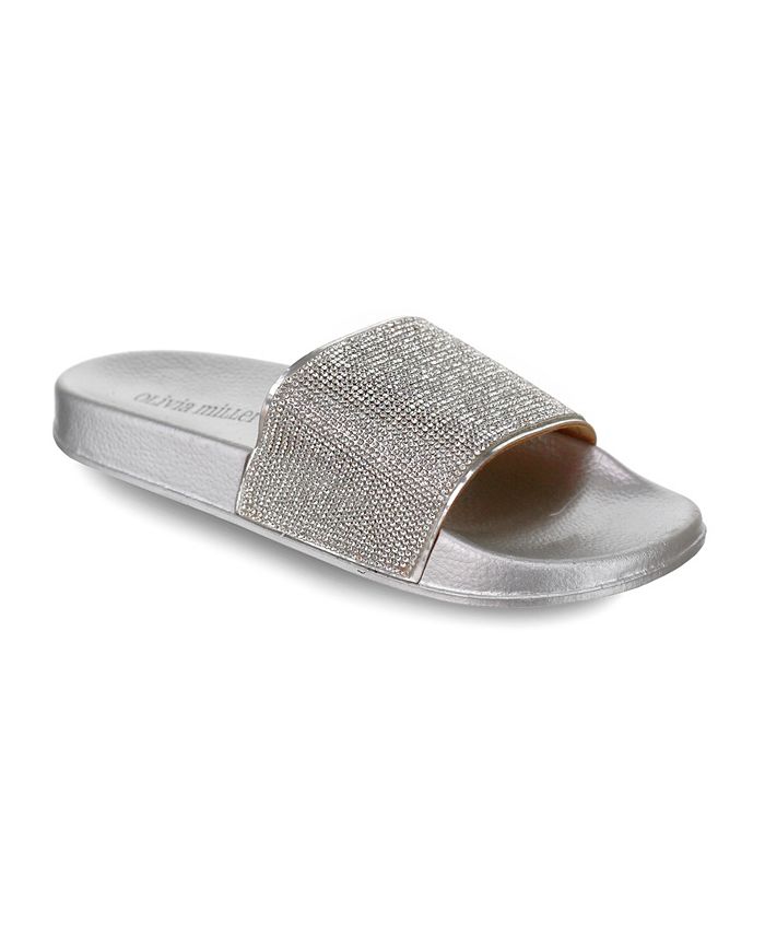 Olivia Miller Deltona Multi Rhinestone Pool Slide Sandals - Macy's