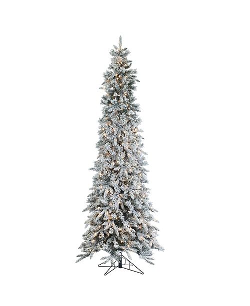 Sterling 9ft Flocked Narrow Pencil Pine With 650 Clear Lights