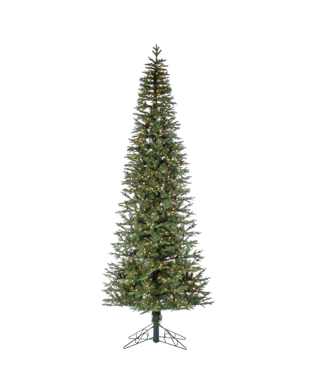 10-Foot High Pre-Lit Natural Cut Narrow Jackson Pine with Clear White Lights - Green