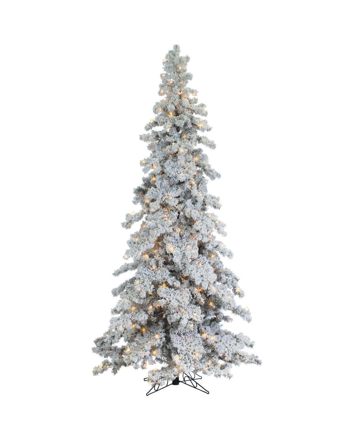 9Ft. Heavily Flocked Layered Spruce with 750 clear lights - Green