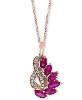 EFFY Collection - Ruby (2 ct. t.w.) & Diamond (1/5 ct. t.w.) 18" Pendant Necklace in 14k Rose Gold