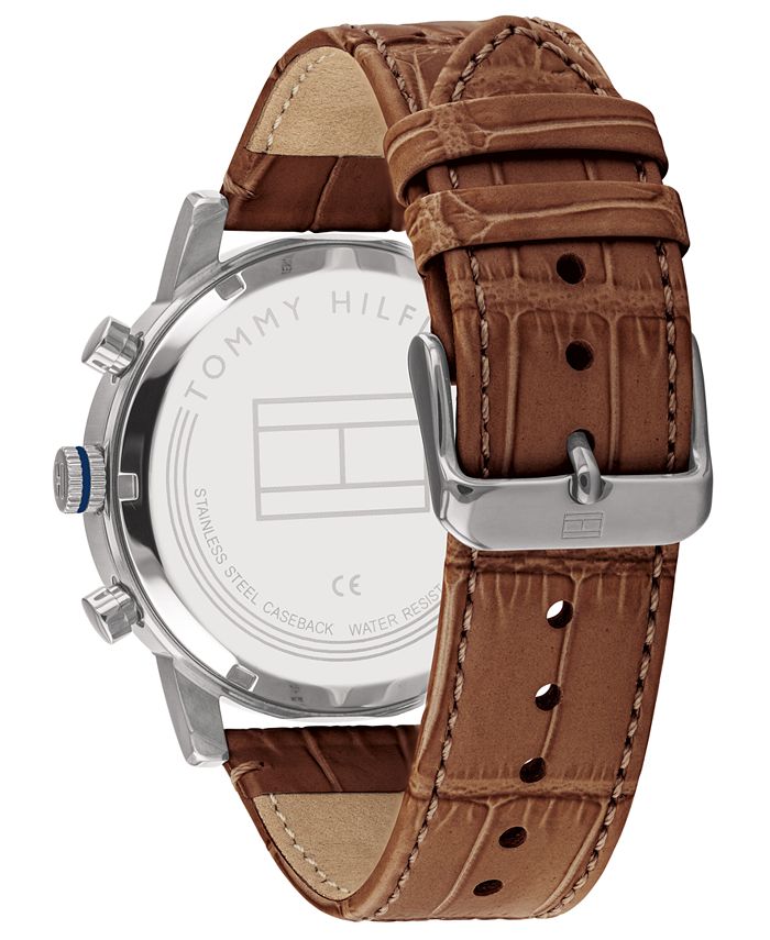 Tommy Hilfiger Men's Brown Leather Strap Watch 44mm Macy's