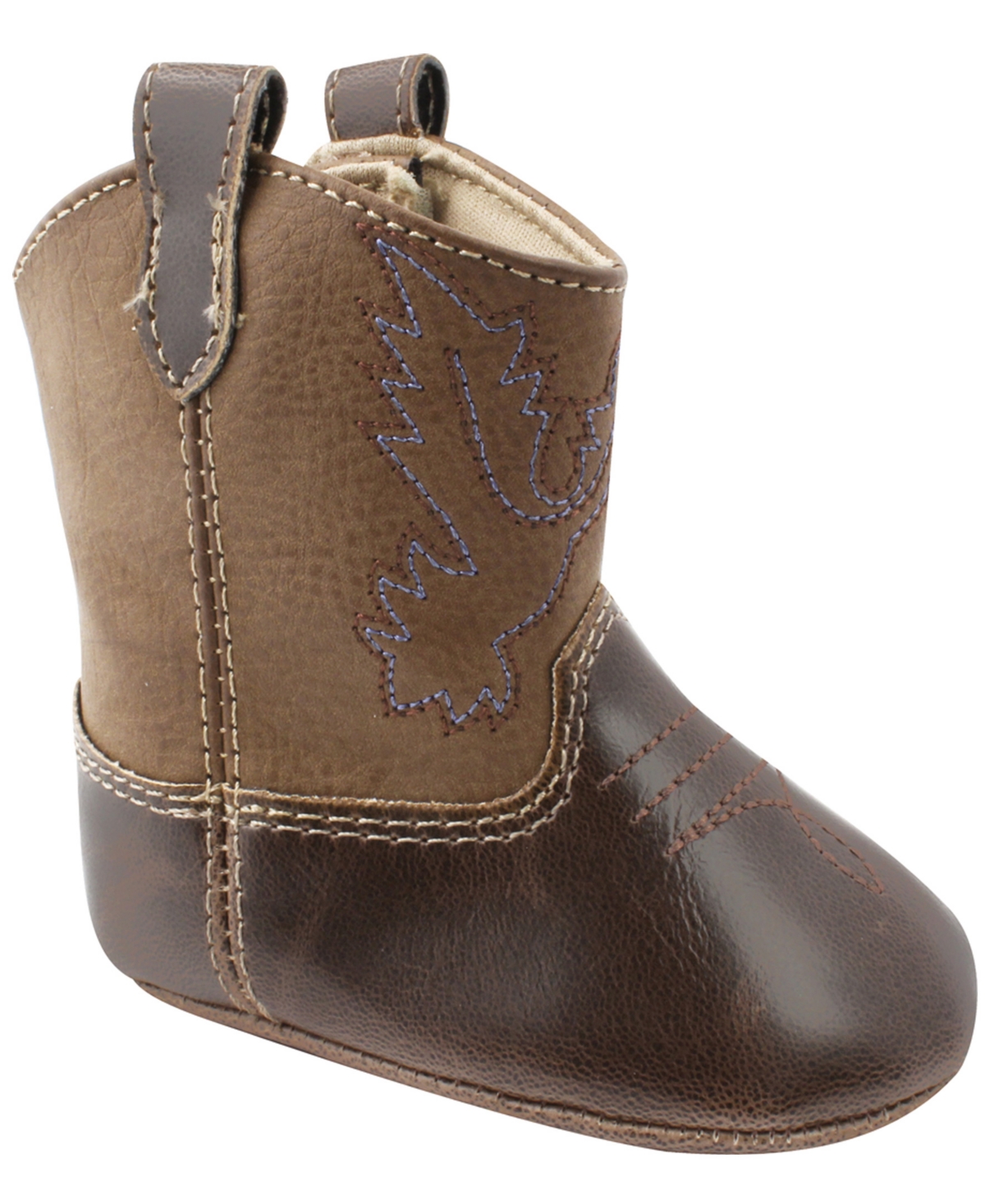 Baby Deer Baby Boys Or Baby Girls Boot With Embroidery And Piping In Brown