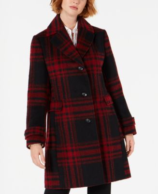 Vince Camuto Single-Breasted Plaid Coat, Created for Macys Macy's