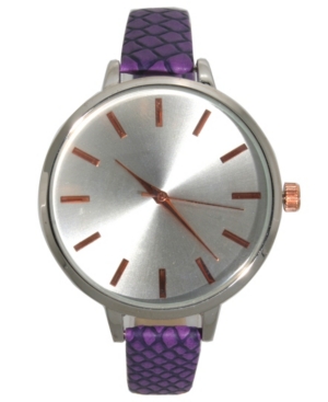 image of Women-s Snake Design Rosegold Accent Leather Strap Watch 40mm