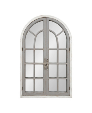 Kate And Laurel Boldmere Wood Windowpane Arch Mirror In White