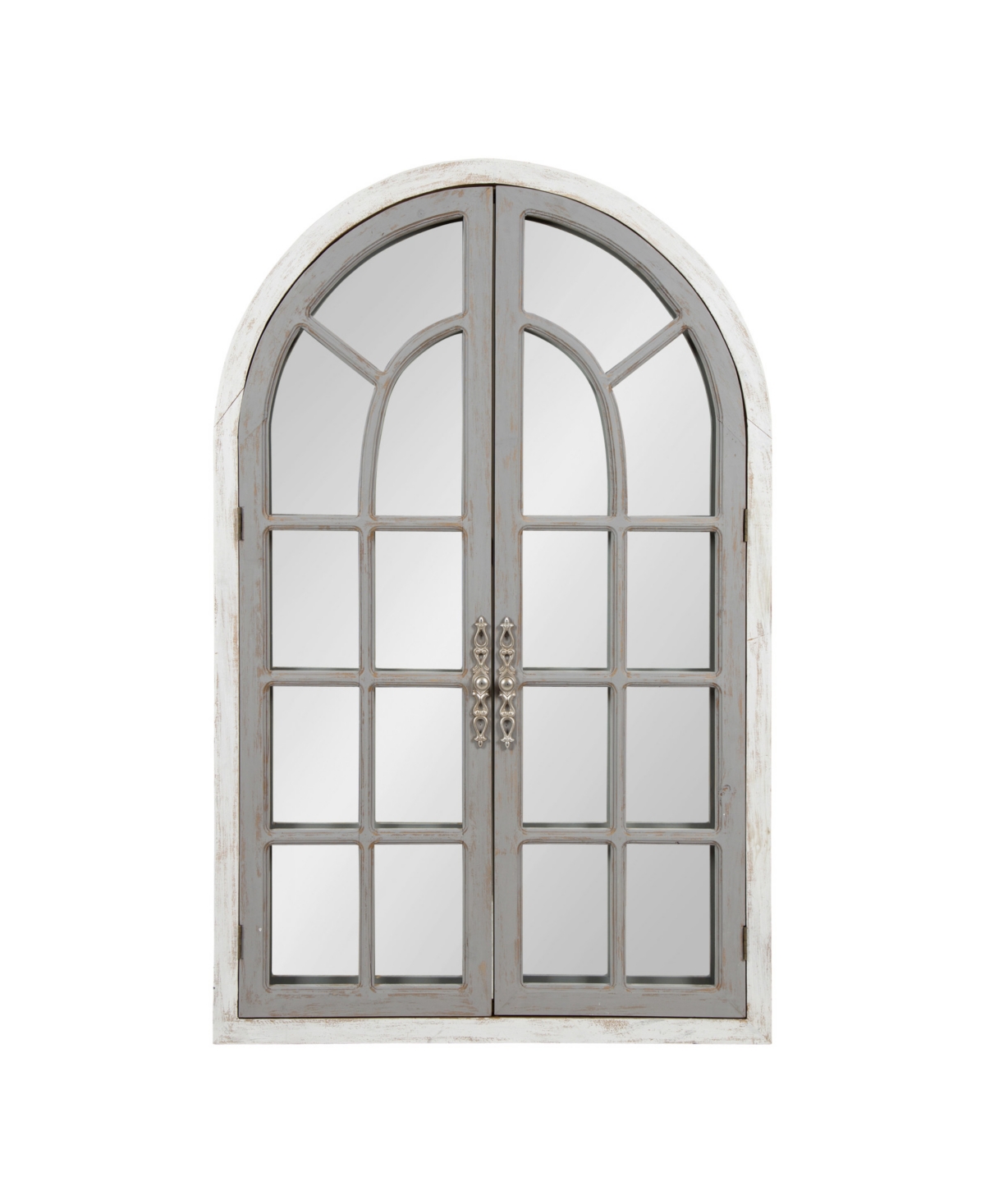Boldmere Wood Windowpane Arch Mirror - 28" x 44" - White