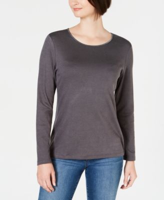 Karen Scott - Satin-Trim Scoop-Neck Top, Created for Macy's