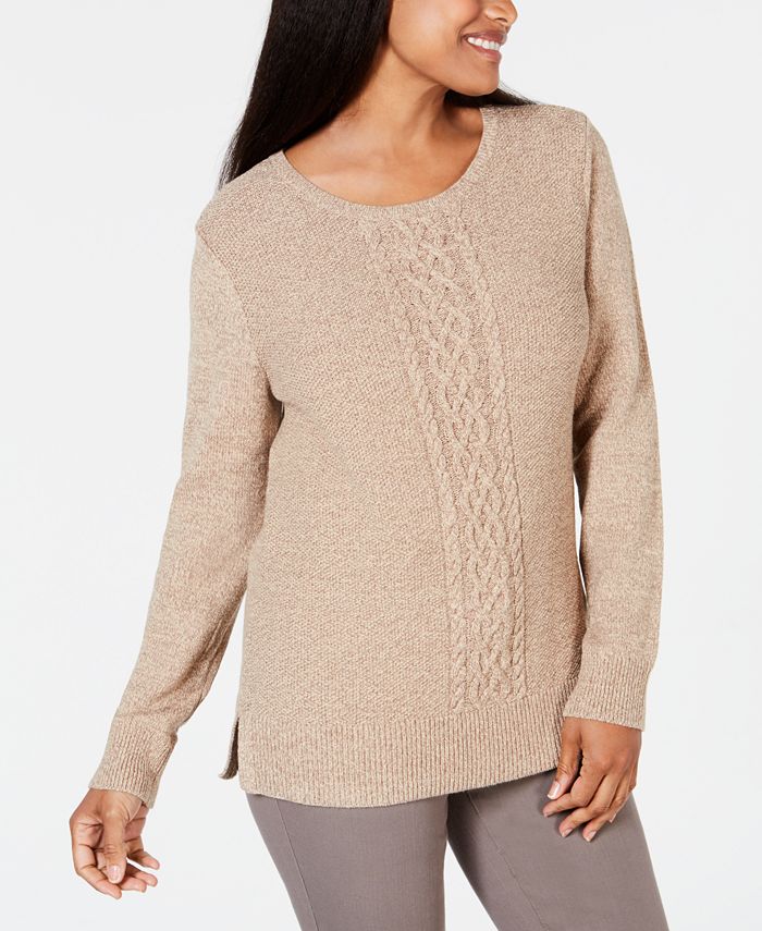 Karen Scott CableKnit Panel Sweater, Created for Macy's Macy's