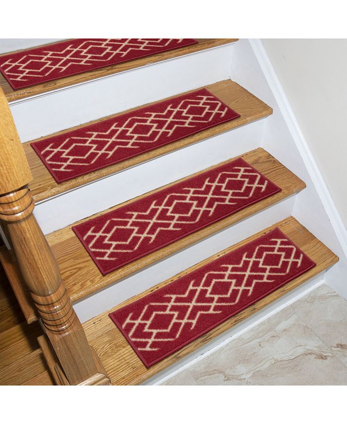 Ottomanson Ottohome Patterned NonSlip PetFriendly Stair Treads Set of