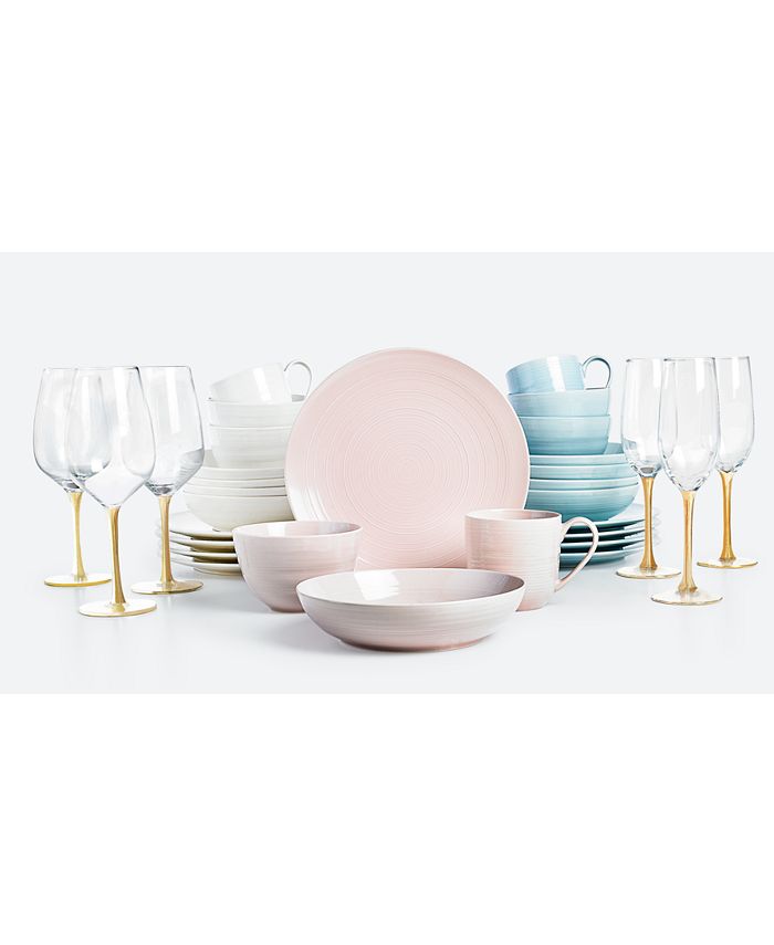 Martha Stewart Collection CLOSEOUT! Color Striping Dinner Plates, Set of 4, Created for Macy's