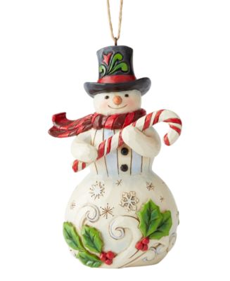 Jim Shore Snowman with Candy Cane Ornament - Macy's