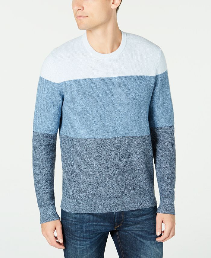 Michael Kors Men's Striped Crewneck Sweater, Created for Macy's - Macy's