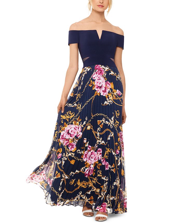 XSCAPE Off-The-Shoulder Floral-Skirt Gown & Reviews - Dresses - Women ...