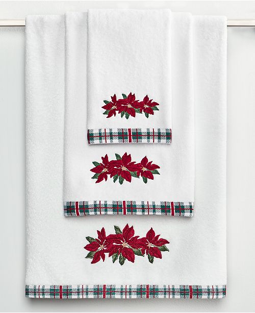 Martha Stewart Collection Poinsettia Bath Towel Collection, Created for ...
