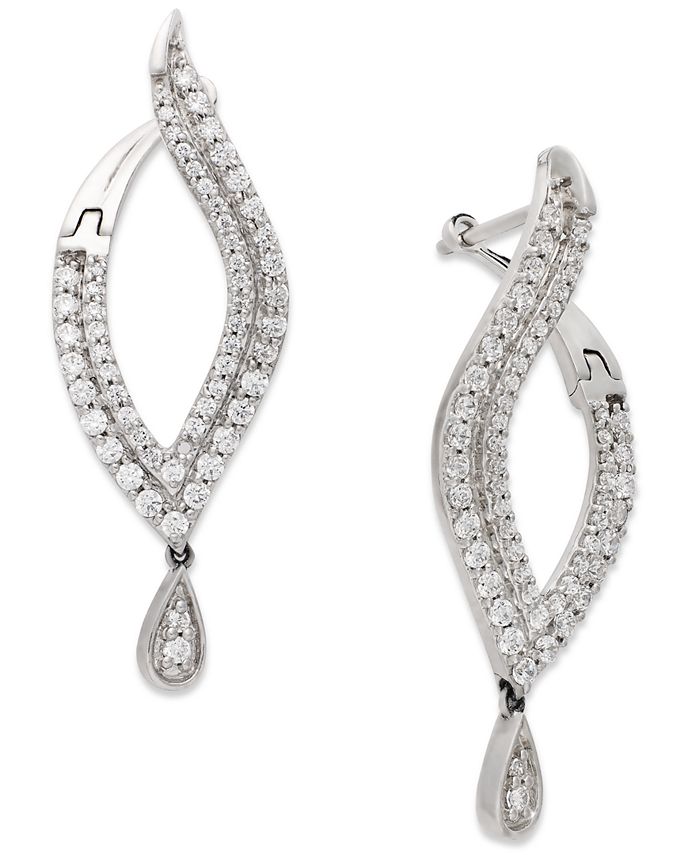 Macy's Diamond Oval Drop Earrings in 14k White Gold (1 ct. t.w.) - Macy's