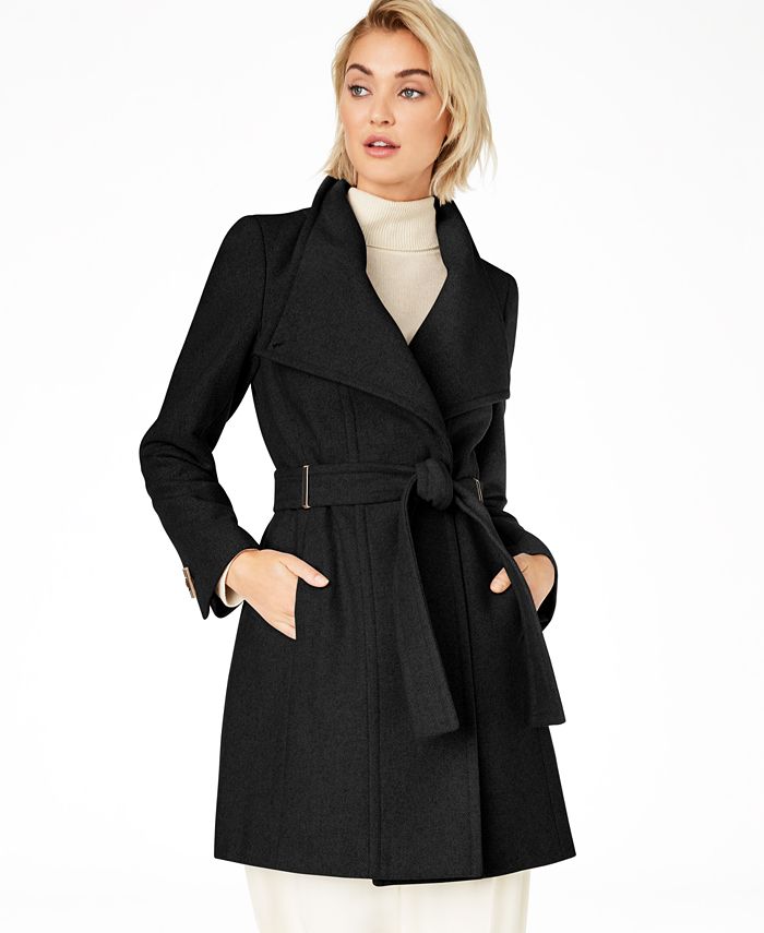 verkiezen hardwerkend Schaken Calvin Klein Women's Petite Asymmetrical Belted Wrap Coat, Created for  Macy's - Macy's