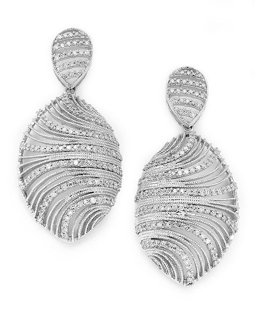 Macy's Diamond Shell Earrings in Sterling Silver (1 ct. t.w.) & Reviews