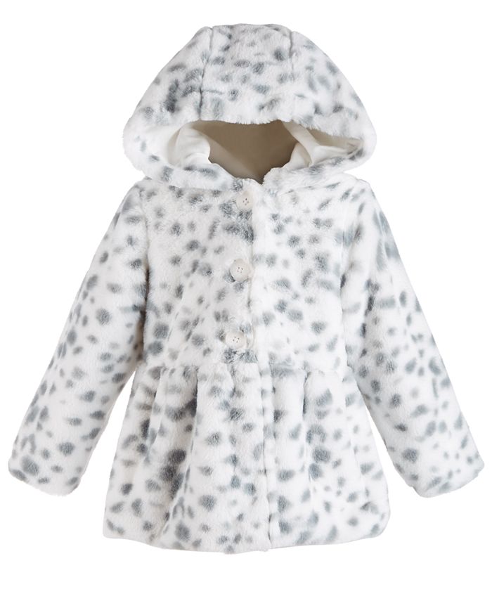First Impressions Toddler Girls Hooded Animal-Print Fur Coat, Created ...