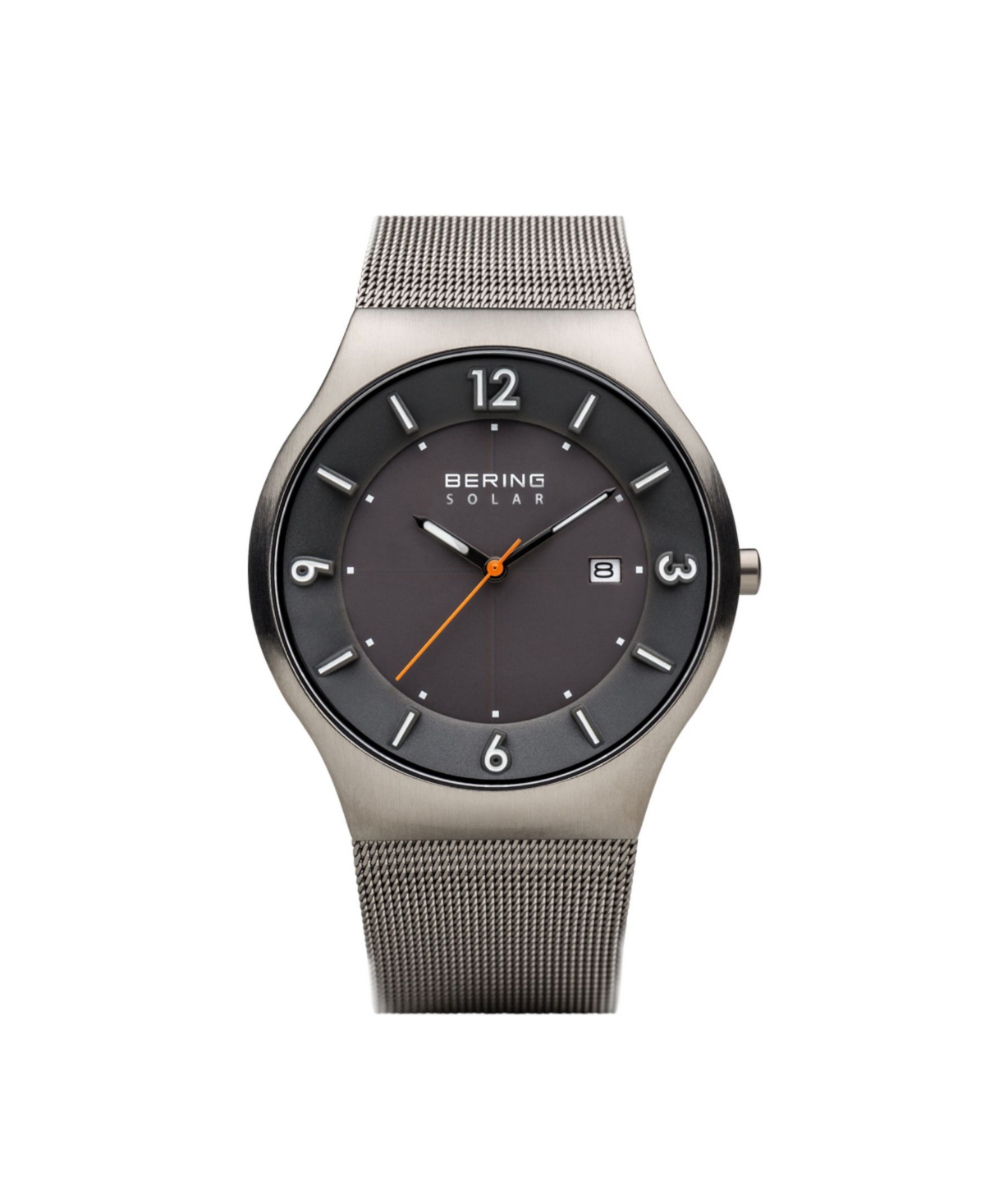 Men's Slim Solar Stainless Case and Mesh Watch - Grey