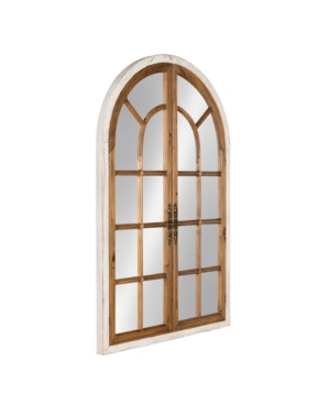 Kate And Laurel Boldmere Wood Windowpane Arch Mirror In Brown