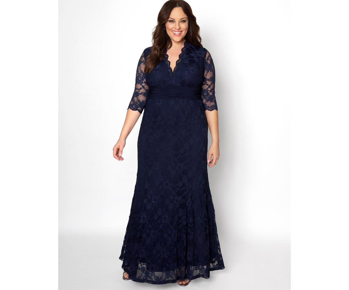 Women's Plus Size Screen Siren Lace Evening Gown - Nocturnal navy