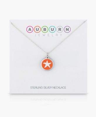 Mini Starfish Pendant Necklace in Sterling Silver and Enamel, 16" + 2" Extender