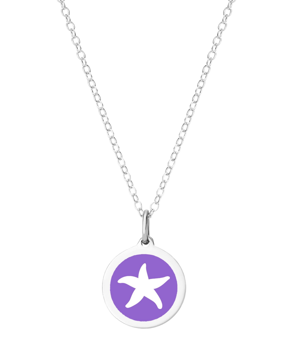 Mini Starfish Pendant Necklace in Sterling Silver and Enamel, 16" + 2" Extender - Radiant Or