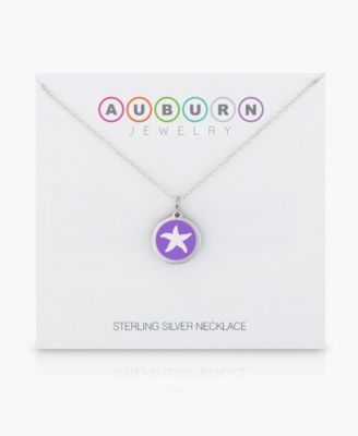 Mini Starfish Pendant Necklace in Sterling Silver and Enamel, 16" + 2" Extender