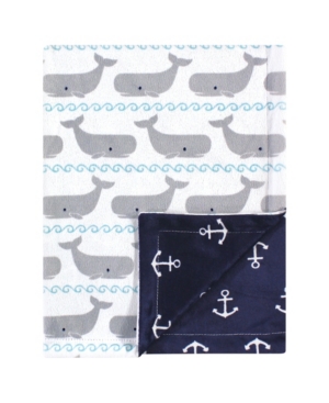 image of Hudson Baby Reversible Mink Blanket, Whales
