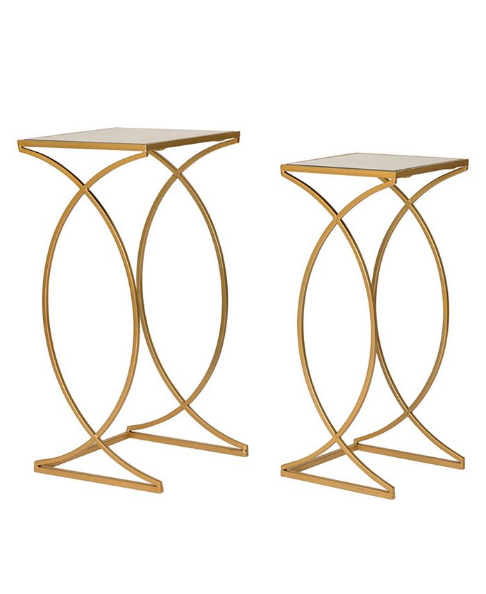 Glitzhome Metal with Glass GoldTone Accent Table, Set of 2 Macy's