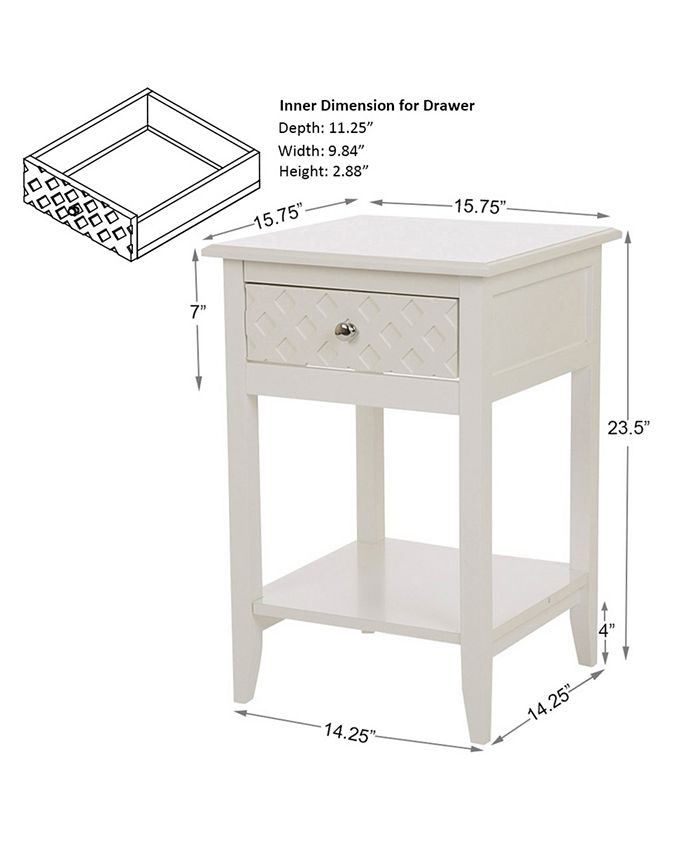 Glitzhome White Wooden End Table with 1 Drawer Macy's