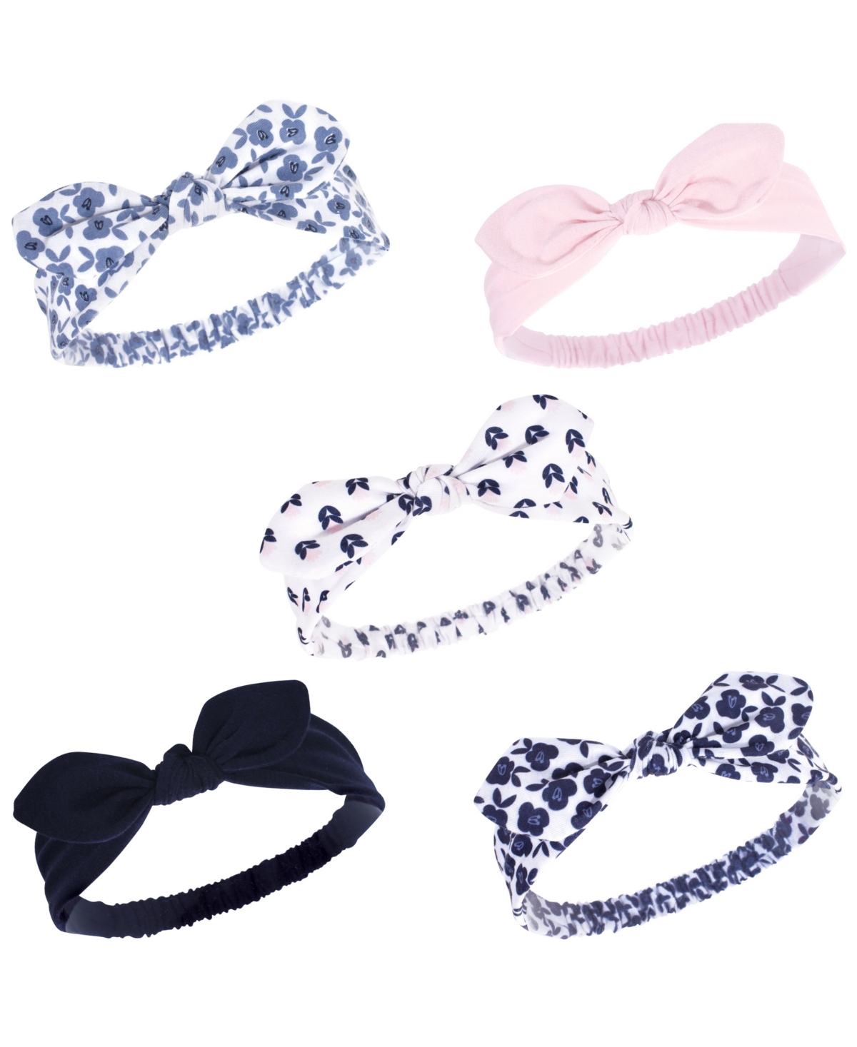 Hudson Baby Baby Girls Hudson 5Pk Knotted Jersey Headbands - Blue