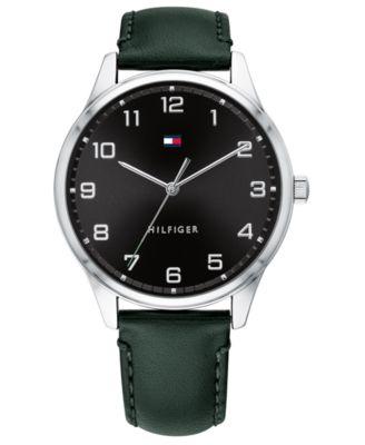 Tommy Hilfiger - Men's Green Leather Strap Watch 44mm