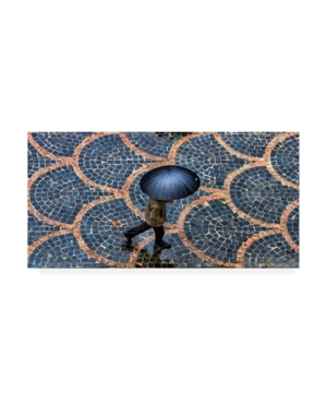 Trademark Global Saman Khoshamuz Walking In The Rain Umbrella Canvas Art In Multi