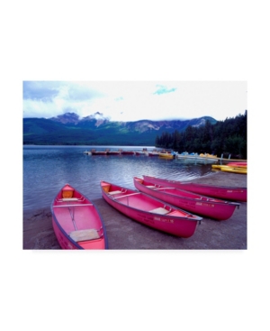 Trademark Global Monte Nagler Four Pink Boats Canadian Rockies Canvas Art In Multi