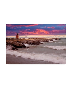 Trademark Global Monte Nagler Lighthouse At Sunset Michigan Canvas Art In Multi