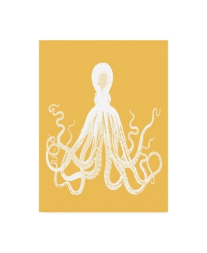 Trademark Global Fab Funky Octopus 1 White On Mustard Canvas Art In Multi