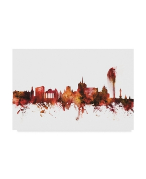 Trademark Global Michael Tompsett Geneva Switzerland Skyline Red Canvas Art In Multi