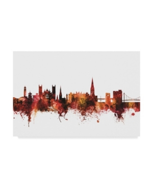 Trademark Global Michael Tompsett Exeter England Skyline Red Canvas Art In Multi