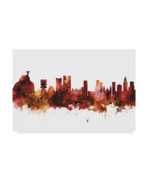 Trademark Global Michael Tompsett Rio De Janeiro Skyline Brazil Red Canvas Art In Multi