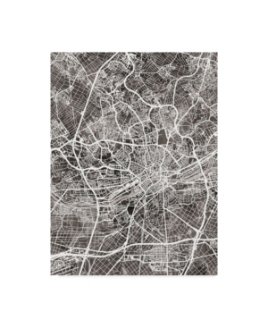 TRADEMARK GLOBAL MICHAEL TOMPSETT FRANKFURT GERMANY CITY MAP BLACK CANVAS ART