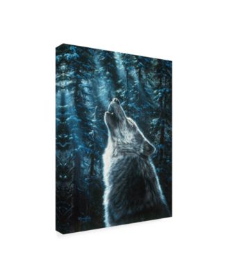 R W Hedge Moonlight Wolf Canvas Art - 27" x 33.5"