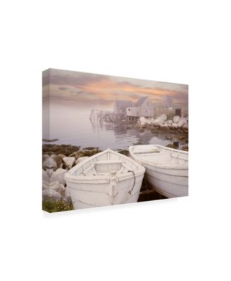 Monte Nagler Two Boats at Sunrise Nova Scotia Canvas Art - 15" x 20"