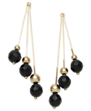 image of 14k Gold Earrings, Faceted Onyx 3-Drop Earrings (9 ct. t.w.)